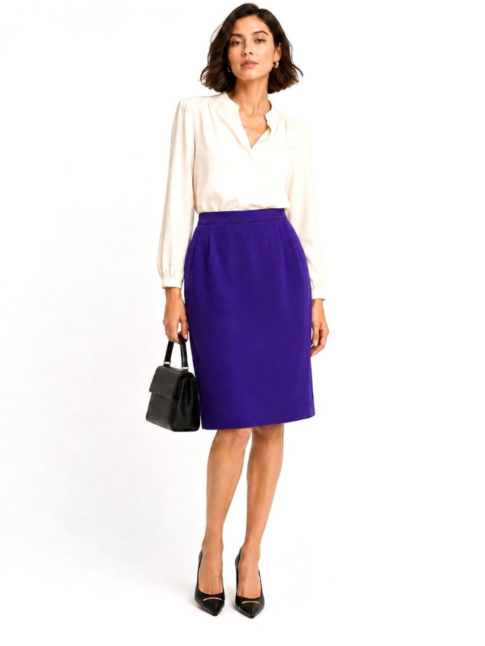 Vintage Escada Margaretha Ley Royal Purple Wool Skirt Germany Sz 40